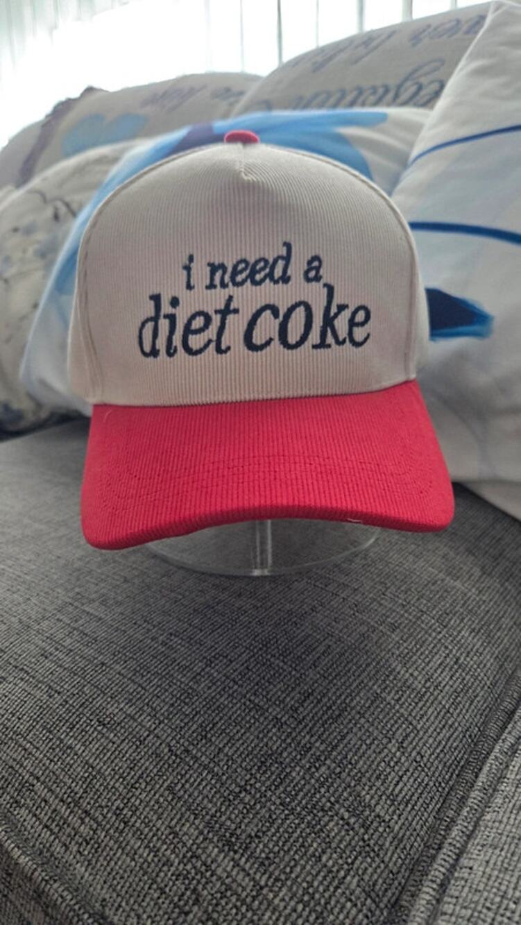 Need a Diet Coke Corduroy Snapback Hat Red White Funny Trucker Cap OS